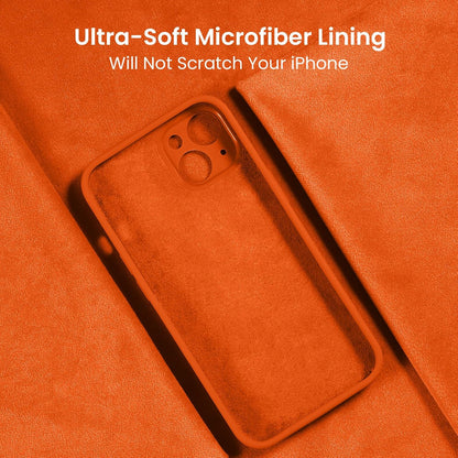 FireNova Designed for iPhone 13 Case, Silicone Upgraded [Camera Protection] Phone Case with [2 Screen Protectors], Soft Anti-Scratch Microfiber Lining Inside, 6.1 inch, Neon Orange