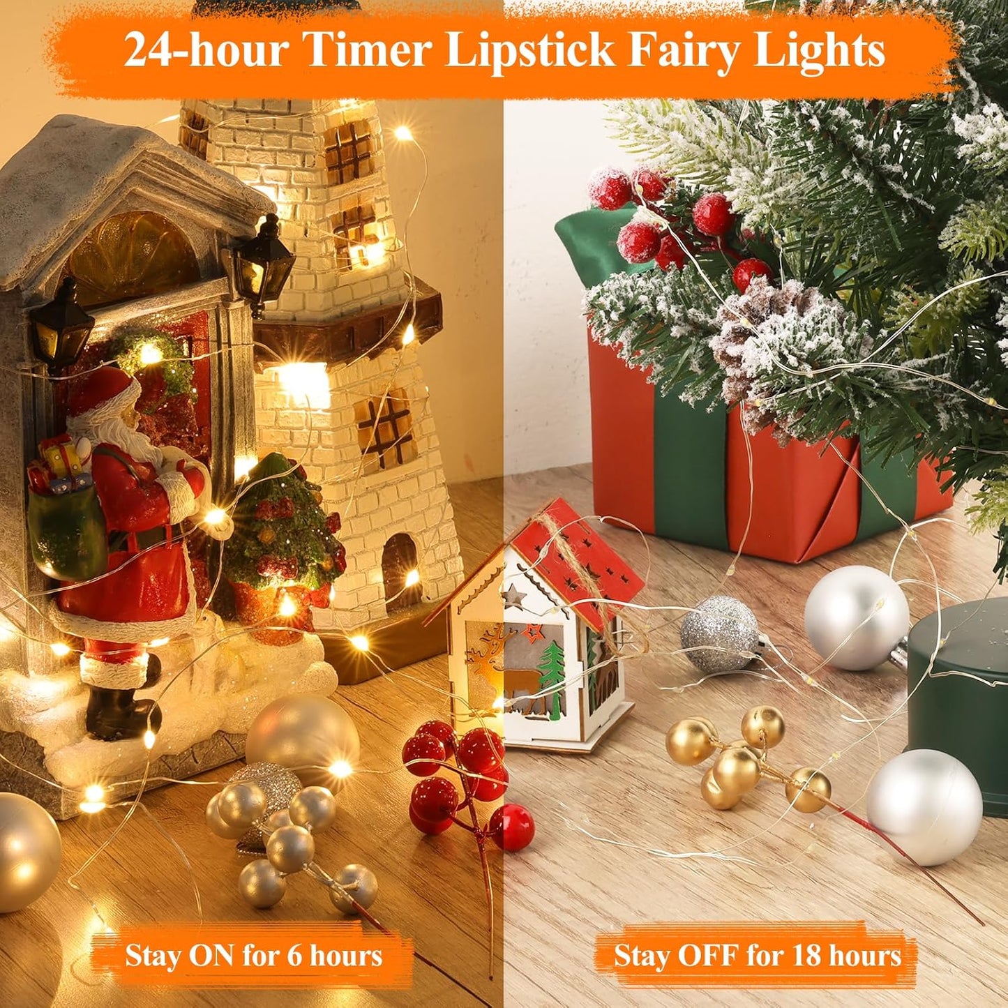 32FT(16 * 2) Fairy Lights Battery Operated String Lights, Twinkle Lights with Timer, Mini LED Fairy Lights for Bedroom, Christmas Decorations, Mason Jars, Wedding, Vine, Table Centerpieces Warm White