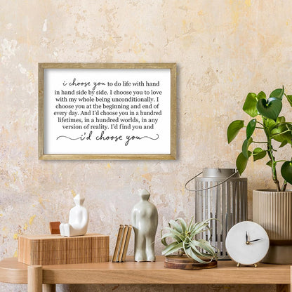I Choose You To Do Life Sign Wall Decor 16X11 I Love You InchRomantic Marriage Art Wooden Framed Wall Hanging (Wood)
