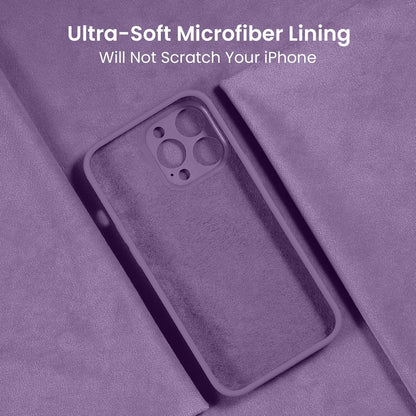 FireNova for iPhone 14 Pro Case, Silicone Upgraded [Camera Protection] Phone Case with [2 Screen Protectors], Soft Anti-Scratch Microfiber Lining Inside, 6.1 inch, Light Purple