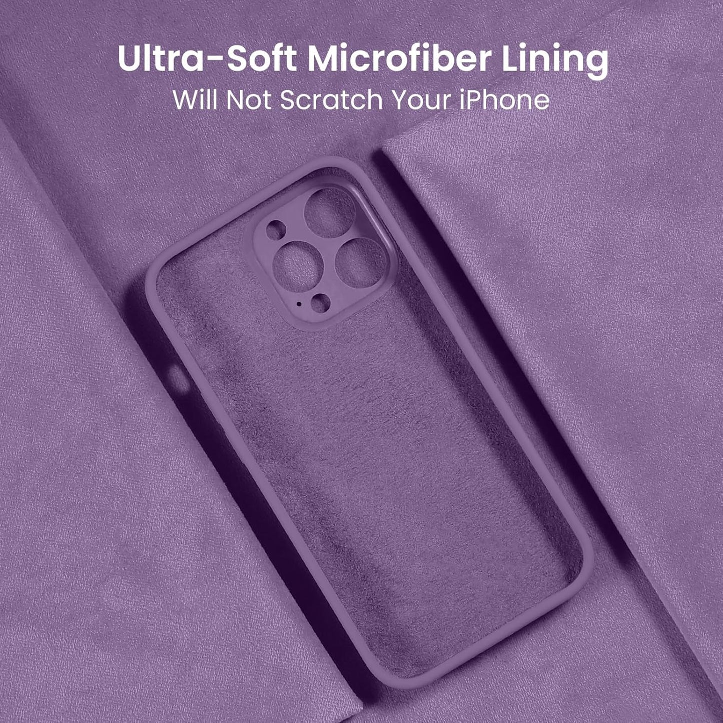 FireNova Designed for iPhone 13 Pro Case, Silicone Upgraded [Camera Protection] Phone Case with [2 Screen Protectors], Soft Anti-Scratch Microfiber Lining Inside, 6.1 inch, Light Purple