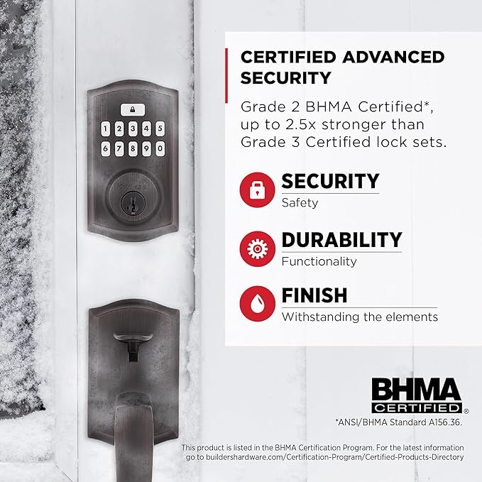 Kwikset SmartCode 260 Keyless Entry Electronic Keypad Deadbolt Door Lock with Auto-Lock, Custom User Codes, Advanced Security in Venetian Bronze Traditional