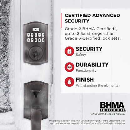 Kwikset SmartCode 260 Keyless Entry Electronic Keypad Deadbolt Door Lock with Auto-Lock, Custom User Codes, Advanced Security in Venetian Bronze Traditional