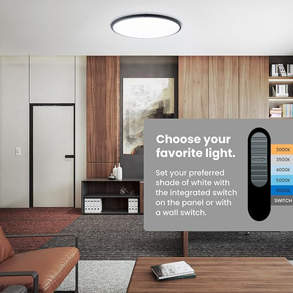 Feit Electric 25in Selectable White Ceiling Light, 2500 Lumens, 5 Color Temperatures (2700K-6500K), Dimmable, 36W Flush Mount, Perfect for Office, Kitchen, and Living Spaces, FM25LP6WYBK