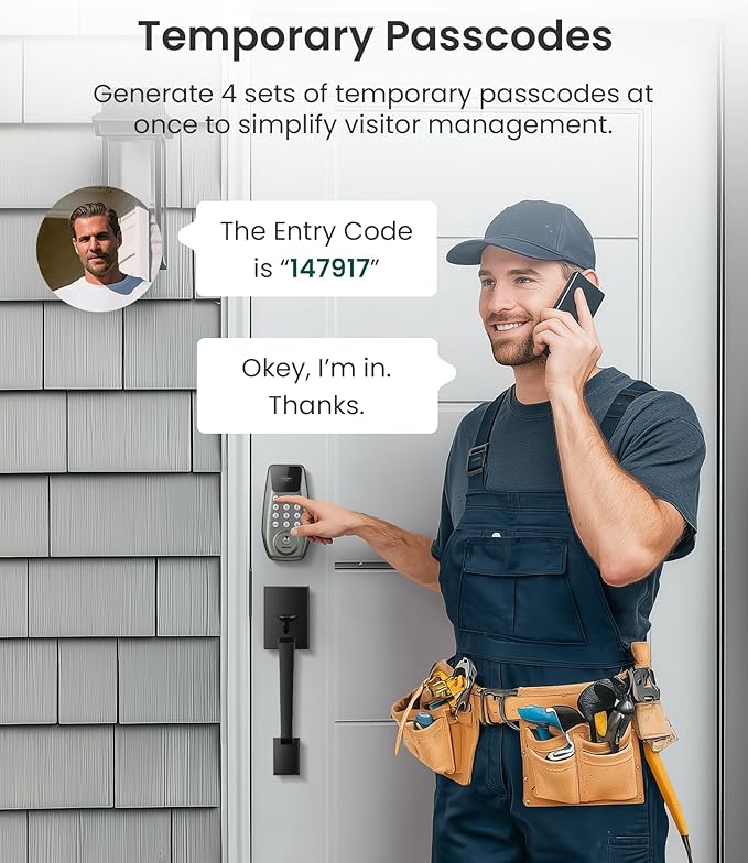 DESLOC C100 Keyless Entry Door Lock with Keypad, Smart Deadbolt Lock for Front Door with 2 Keys, Auto Lock, Easy Installation, 100 PIN Codes, IP54 Waterproof, BHMA Grade 3, Nickel