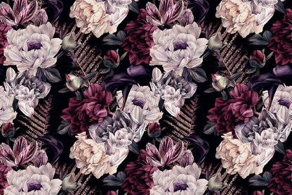 Floral Wallpaper Watercolor Dark Peony Flowers Mural Wallpaper for Bedroom Living Room (Not Peel n' Stick)
