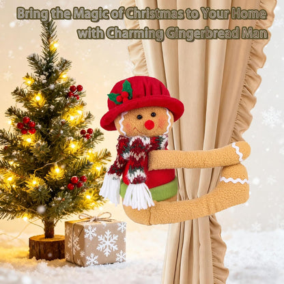 Gingerbread Christmas Tree Topper Decorations, Unique Funny Xmas Gingerbread Ornament Doll Plush Tree Hugger Decor for Wine Bottle Curtain Christmas Tree Ginger Bread Home Decor (Female Gingerbread)
