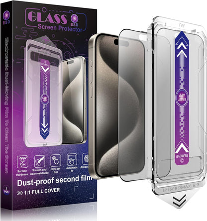 2 Pack Matte Screen Protector for iPhone 16 Pro Max 6.9-Inch Auto Dust Removal, No Bubbles, Tempered Glass Film, Easy Installation