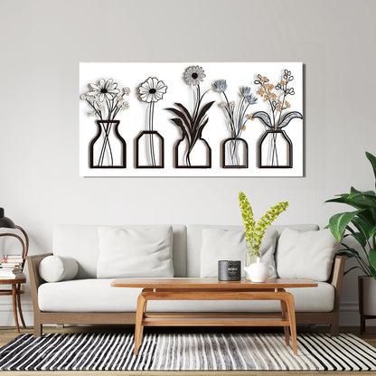 AIXMGSJS Canvas Wall Art Decor Abstract Modern Black and White Wall Art Decoratiions Art Work for Wall Decor Abstract White Flower Wall Art Prints Pictures for Living Room Home Office Decor 20" X 40"
