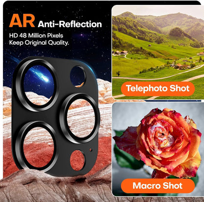 Camera Lens Protector for iPhone 16 Pro Max/16 Pro/iPhone 15 Pro Max/15 Pro/iPhone 14 Pro Max/14 Pro, Aluminum Alloy Sapphire Glass Camera Screen Cover, Case Friendly- Black Titanium