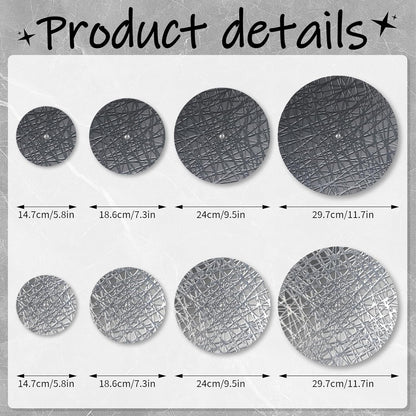DETENE Metal Plate Art ，Metal round Wall Decor - 8 Pcs with 4 Sizes, Silver & Blue, Modern Wall Hanging Sculptures for Living Room, Office, Apartment, Bathroom, Staircase, Hallway Decorations