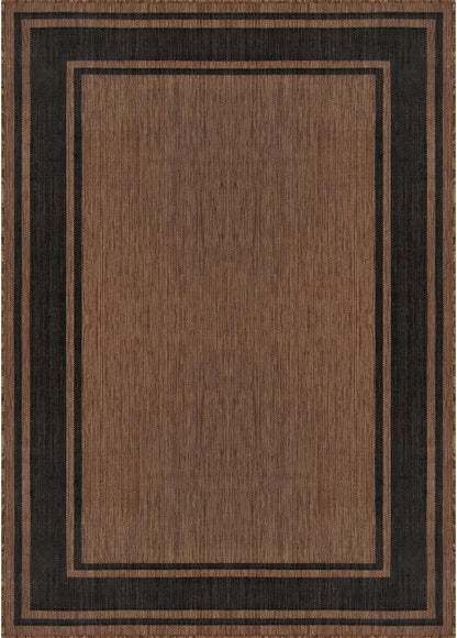 Beverly Rug Large Outdoor Rug 9x12 Modern Bordered Area Rugs for Indoor and Outdoor Patio Deck Porch Garden Waterproof Weather Sun Resistant Washable Outside Carpet (9 x 12 Gold)