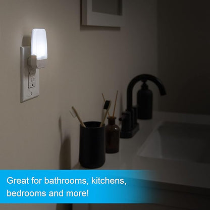 GE LED Night Lights Plug Into Wall, Dusk to Dawn Sensor, Ambient Lighting, Dorm Room Essentials, Bathroom Decor, Smart Home, for Bedroom, Cool White, 55991, 2 Pack