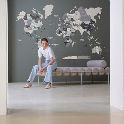Handmade 3D Wood World Map Wall Art Large Wall Decor Track Your World Travels - Special For Home, Kitchen And Office (X-Large, Nordik)