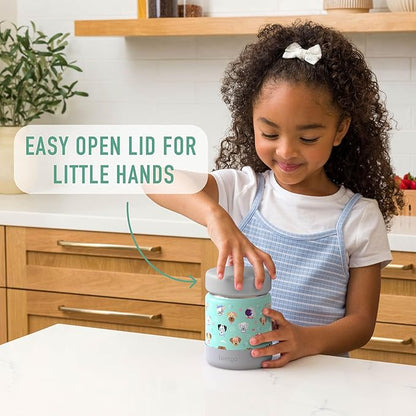 Bentgo Kids Stainless Steel Food Jar - 11oz Leak-Proof Double Insulated Hot or Cold Food Container with Removable Silicone Bumper, Dishwasher Safe, Easy Open Lid, Ages 3+ (Puppy Love)