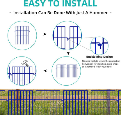 Animal Barrier Fence, 25 Panels No Dig Fences, 17in(H) X 27ft(L) Garden Fence Animal Barrier for Rabbits and Dog Under Fencing Barrier, Rustproof Metal Fences Border for Outdoor, Yard, Patio
