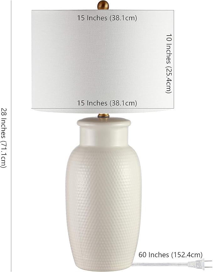 SAFAVIEH Lighting Collection Norsi Modern Contemporary Ivory Ceramic 27-inch Bedroom Living Room Home Office Desk Nightstand Table Lamp (LED Bulb Included)