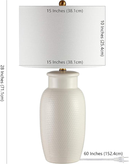 SAFAVIEH Lighting Collection Norsi Modern Contemporary Ivory Ceramic 27-inch Bedroom Living Room Home Office Desk Nightstand Table Lamp (LED Bulb Included)