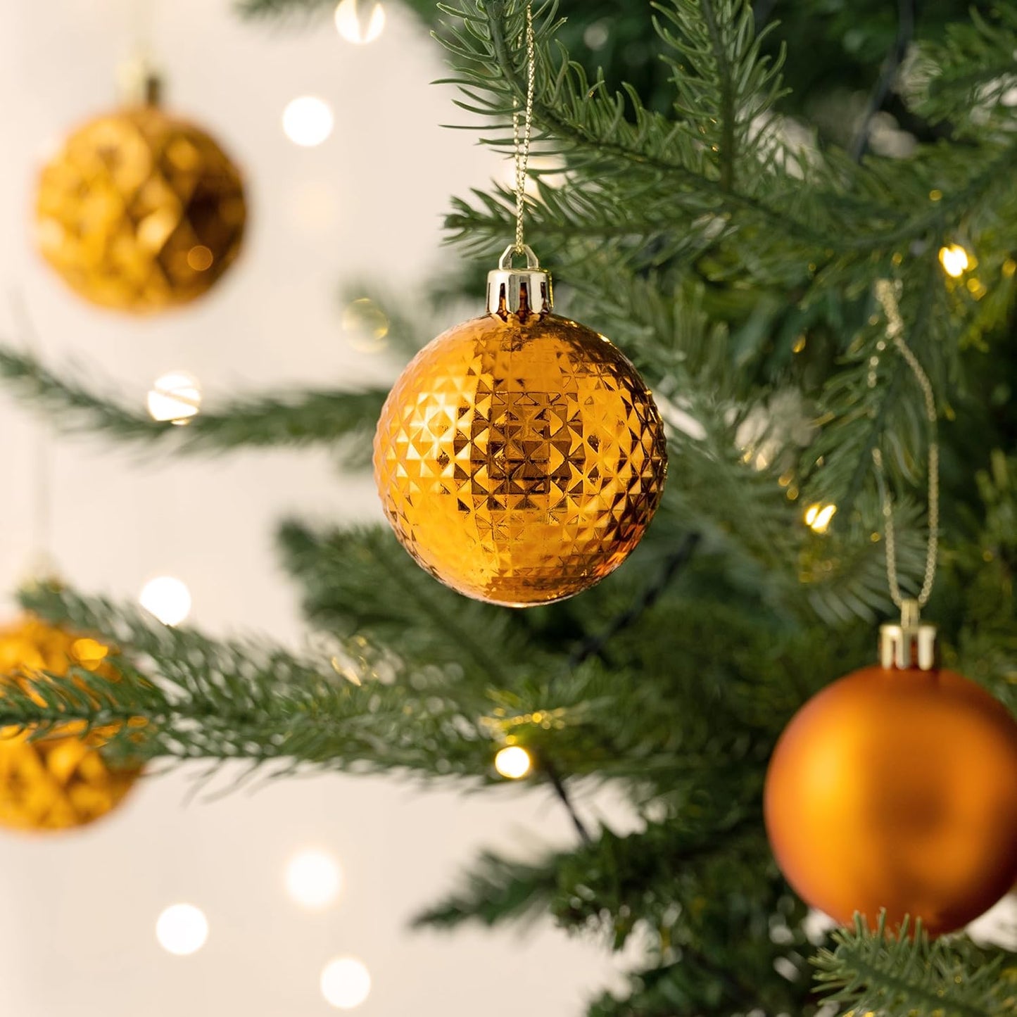 Valery Madelyn Christmas Tree Decorations Ornament Set for Fall Halloween, 50ct 2.36 Inches Orange Shatterproof Christmas Ball Ornaments Hanging Xmas Holiday Party Decor