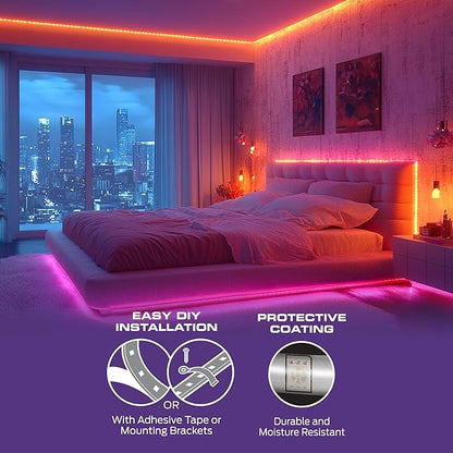 Monster Smart RGB+IC LED Strip Lights 50ft – Sound Reactive Strip Lights for Bedroom, App & Voice Control, RGB Light Strip for Room, Alexa Google Home, Razer Chroma Sync - 270 RGB+IC LED Lights