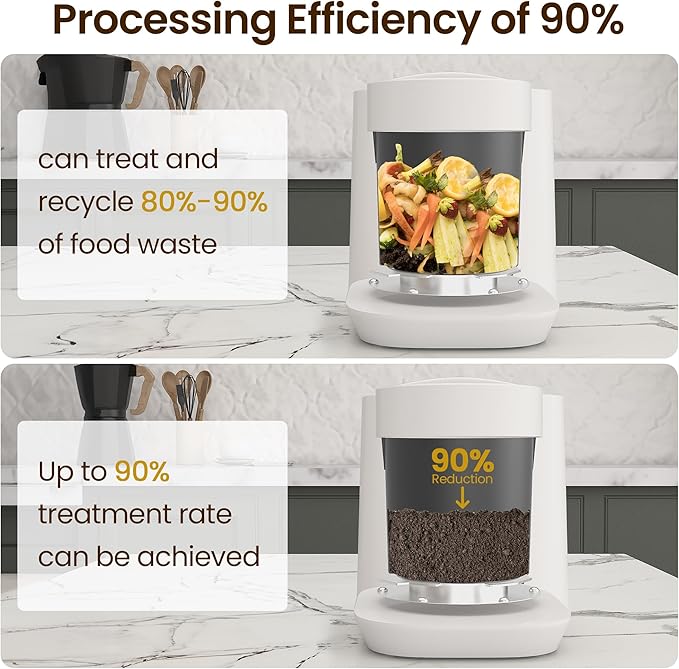 HEYNEMO 4L Electric Composter for Kitchen, Smart Compost Bin Outdoor/Indoor, Odorless Auto-Cleaning Countertop Composter Kitchen Bin, 3 Modes Food Waste Compost Machine with Safety Lock
