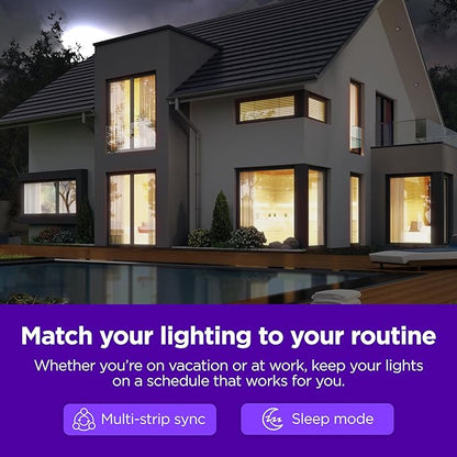 Roku Smart LED Light Strip, 32.8ft - Color Options with Adjustable Brightness & Temperature - Peel & Stick WiFi Smart Strip Lights Works with Roku Voice, Alexa & Google Assistant - Smart Home Products