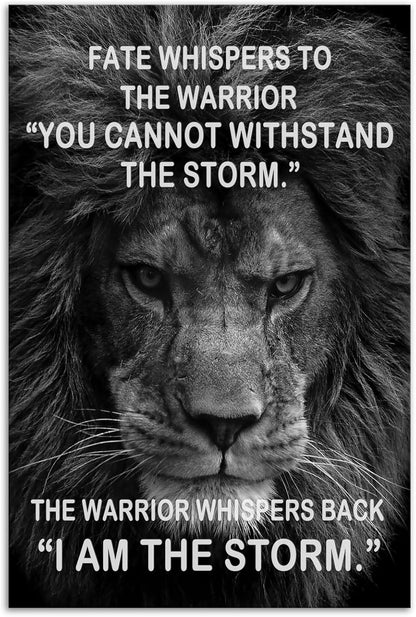 I Am The Storm Inspirational Canvas Wall Art Office Decor Motivational Painting Inspiring Entrepreneur Quotes Posters Prints Modern Home Decor Artwork Wooden Framed Ready to Hang[24" W x 36" H]
