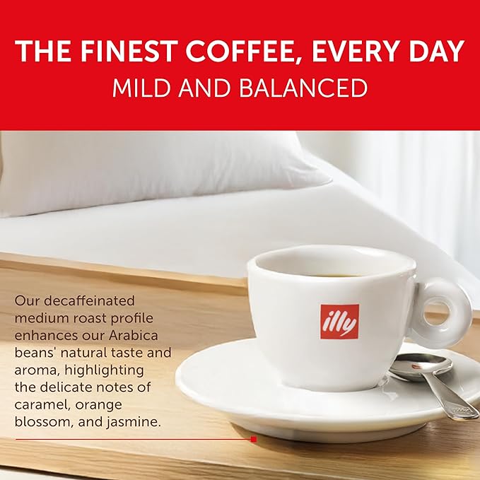 illy Decaf Ground Espresso Coffee, Classico Decaffeinated Medium Roast, 100% Arabica, Premium Italian Coffee, Pre-Ground for Espresso Machines, 8.8oz, 12 Pack