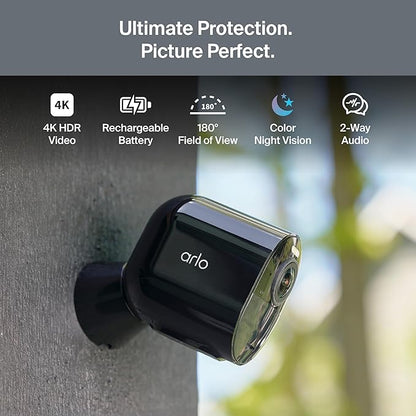 Arlo Ultra Add-On Security Camera 4K HDR (3rd Gen, 2025 Release) - Requires SmartHub, Wireless Outdoor Camera, Battery Power, Emergency Response, Event Caption, 1-Mo Trial of Secure Plan, 1 Cam, Black