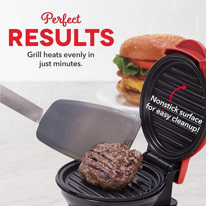 Dash Mini Maker Grill - Compact & Indoor Electric Grill - Efficient & User-Friendly Device with Nonstick Surface - Quick Heat-Up System - Easy-to-Clean & Store - Red