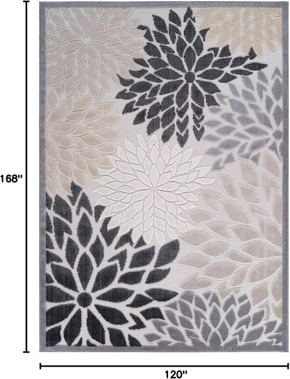 Beverly Rug Outdoor Rug 10x14 Large Modern Floral Tropical Area Rugs for Indoor and Outdoor Patio Easy to Clean Non Shedding Living Room Porch Garden Washable Outside Carpet (10 x 14 Beige)