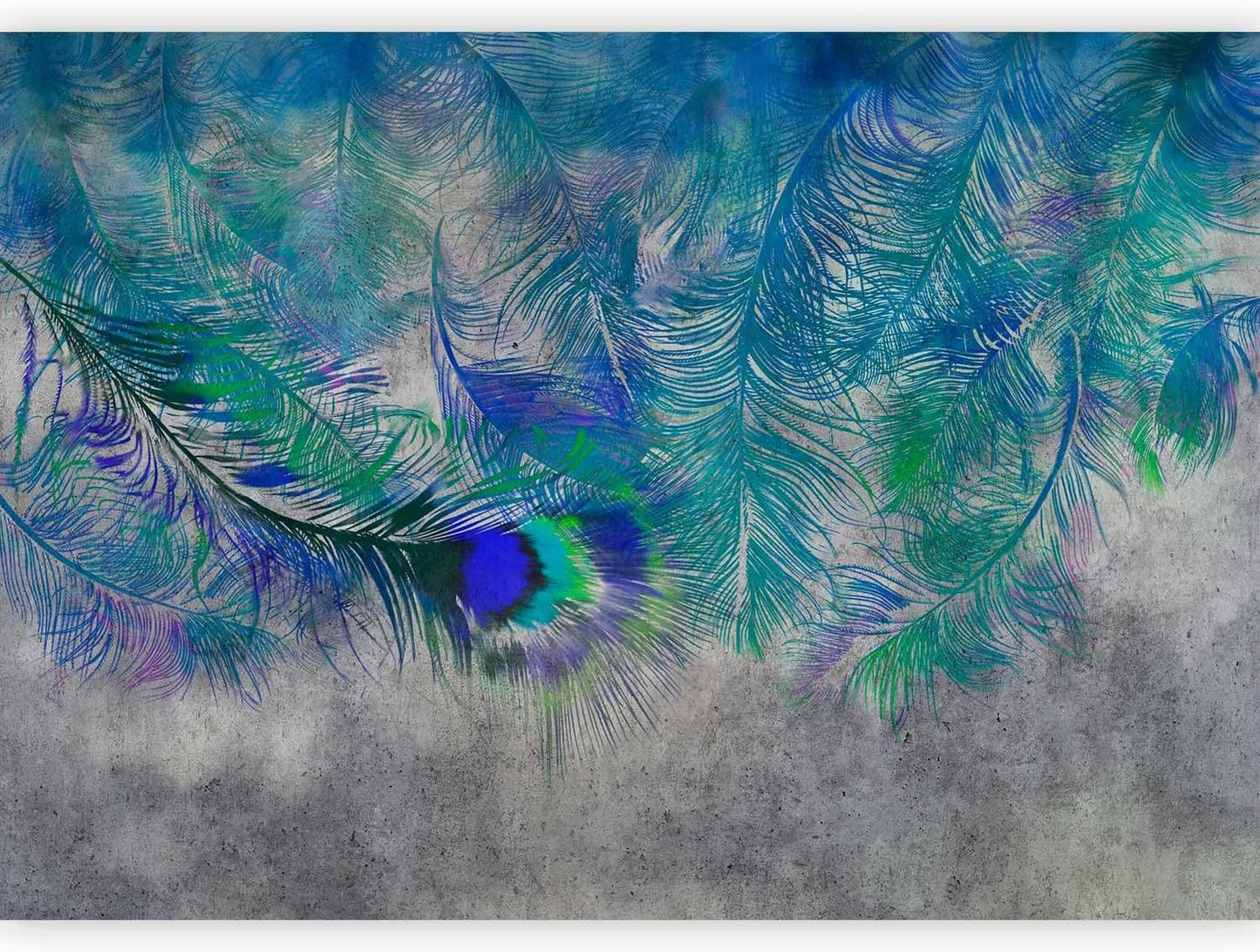 artgeist Wall Mural Cement Feather 177x124 in - XXL Non-Woven Wallpaper Fleece Wall Decor Photo Print Picture Image Design Landscape Colorful Abstract n-A-1488-a-a