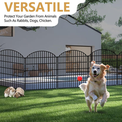 5 Panels Decorative Garden Fence 33in (H) x 11.15ft (L), Rustproof Metal No Dig Fencing Animal Barrier Border for Dog Rabbit, Flower Edging for Yard & Patio Outdoor Landscape