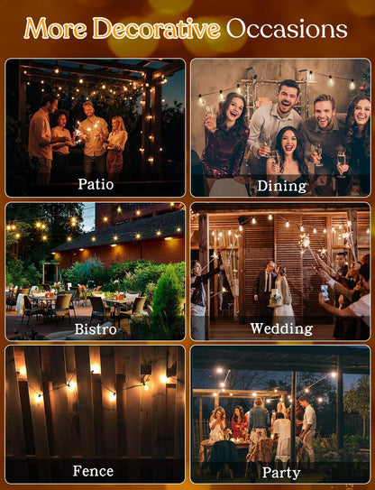 150 FT Outdoor String Lights for Outside – LED Patio Lights Waterproof with Dimmer Remote – Hanging Lights Shatterproof ST38 Vintage Edison Bulbs Porch Backyard Cafe Bistro