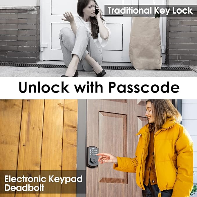 Keyless Entry Door Lock - Electronic Deadbolt Lock with Keypads, Auto Lock, 50 User Codes, Security Waterproof Smart Lock Easy to Install, Ideal for Front Door, Home Use, Apartment - ELAMOR M19 ORB