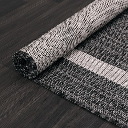 Bordered Outdoor Rug 6x9 Washable Outside Carpet for Indoor Patio Porch Waterproof Easy Cleaning Non Shedding Area Rugs Gray 6 x 9