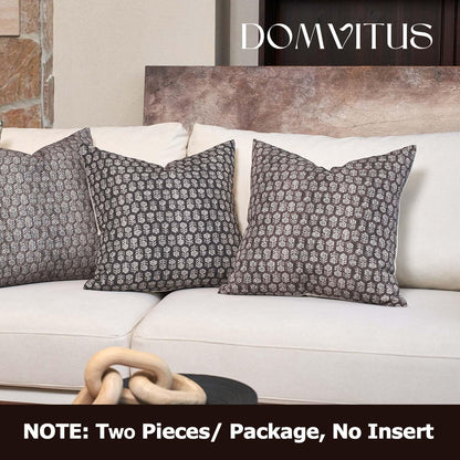 DOMVITUS Floral Pillow Covers Set of 2, Throw Pillow Covers 20x20, Floral Print Neutral Accent Decorative Pillow Covers for Living Room, Bed, Dark Brown