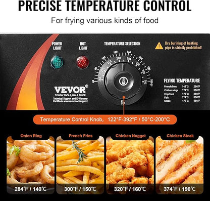 VEVOR Commercial Deep Fryer, Dual Tank 3000W Electric Countertop Fryer with Basket, 2 x 9.1Qt/8.6L Double Stainless Steel Oil Fryer, with Temp Control & Overheat Protection, for Kitchen Restaurant Use