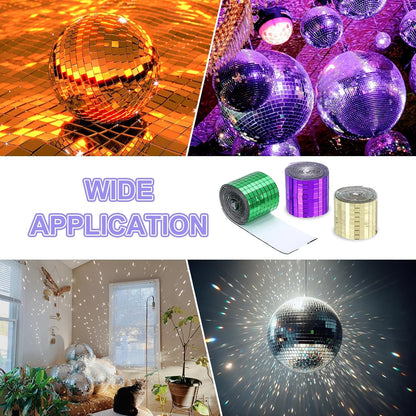MECCANIXITY Self Adhesive Glass Mirror Mosaic Tiles 3200 Pcs 5 x 5 mm Disco Tiles for Craft Decoration Glass Mirror Disco Ball Purple 2 Pcs