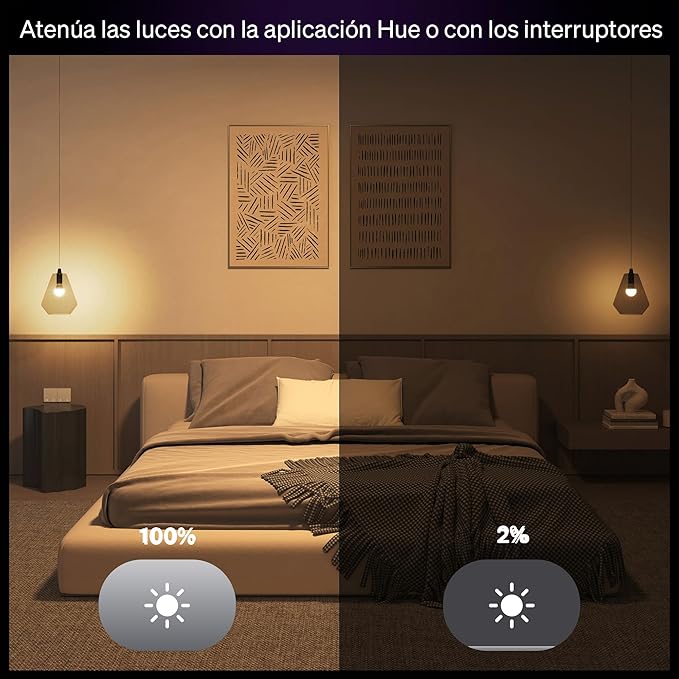 Philips Hue Essential Starter Kit: Bridge + 4 Essential E26 Smart Bulbs,White & Color Ambiance,2200K-6500K,Dimmable,Compatible with Alexa,Google,Samsung SmartThings,Apple Home
