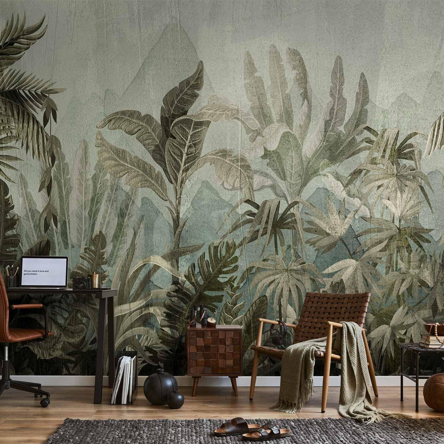 artgeist Premium Wall Mural Leaves 138x101 in - Non-Woven Wallpaper Fleece Wall Decor Photo Print Picture Image Design Nature Botanical Plants Palm Abstract b-C-0854-a-a
