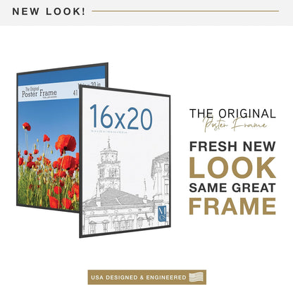 MCS Original Poster Frame 16x20 Black Lightweight Vertical & Horizontal Wall Hanging Large Picture Frame for Posters, Art Prints & Gallery Wall (2-Pack)