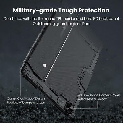 Nillkin Keyboard Case for iPad Air 13-inch (M3 2025/M2 2024), iPad Pro 12.9-inch (6th/5th/4th/3rd Gen) Rugged Case with Detachable Keyboard, Magic Trackpad, 7-Color Backlit, Portrait/Landscape, Black