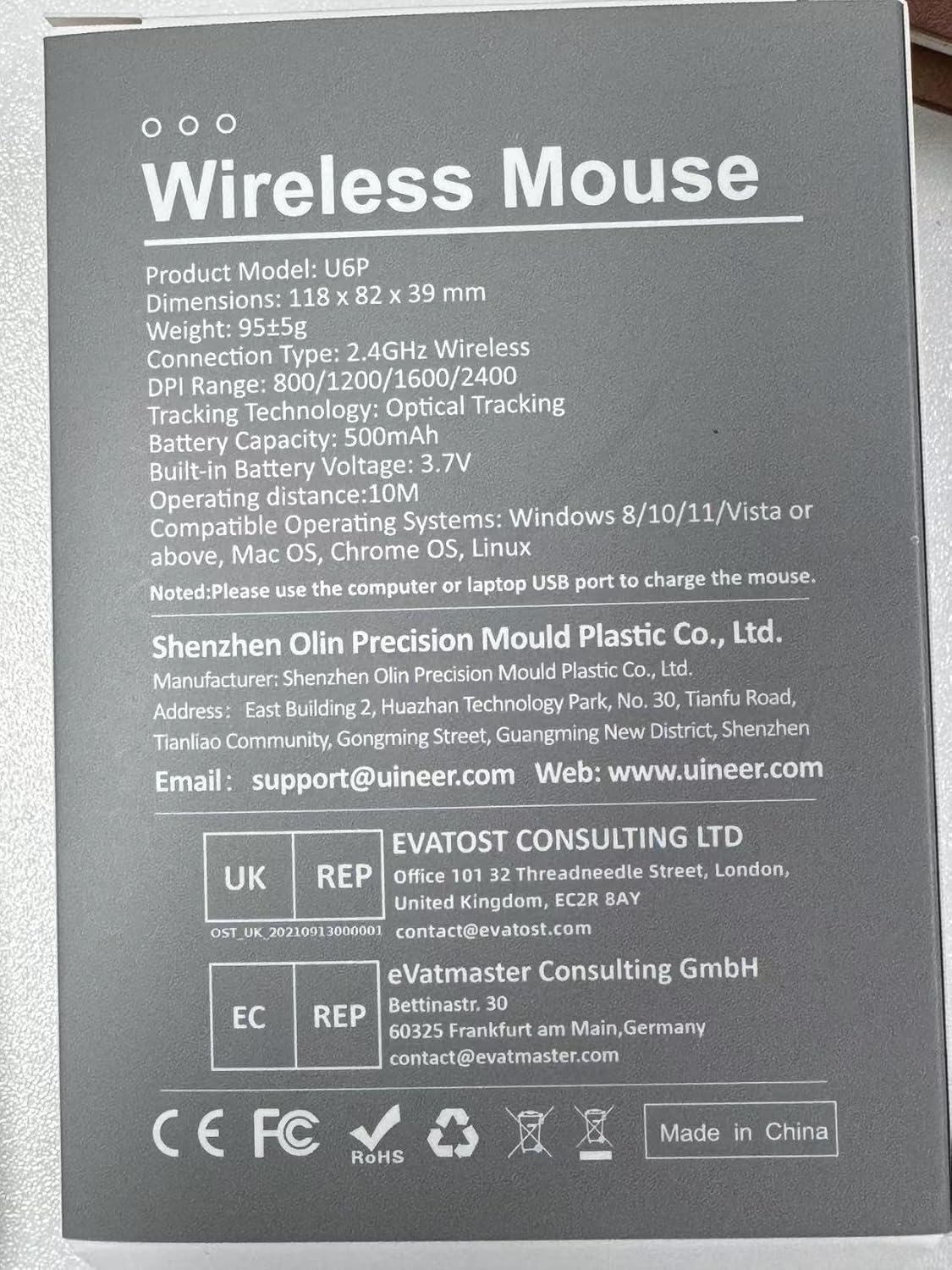 Wireless Mouse,[Upgraded] Rechargeable 2.4GHz (Battery Level Visible) Ergonomic Computer Mouse,4 Levels DPI, Wireless Mice for Laptop PC Computer(Grey)