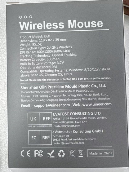 Wireless Mouse,[Upgraded] Rechargeable 2.4GHz (Battery Level Visible) Ergonomic Computer Mouse,4 Levels DPI, Wireless Mice for Laptop PC Computer(Grey)