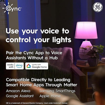 Cync GE Reveal Wafer Smart LED Downlight, Color Changing Lights, Matter Compatible, Compatible with Alexa and Google Home, No Recessed Housing Required, 6 Inches, 75W, 1000 Lumens, (3 Pack)