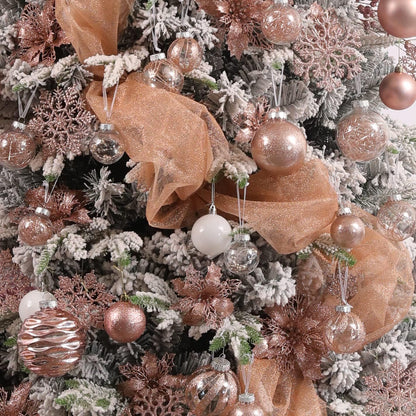 Clear Christmas Ball Ornaments,24ct Shatterproof Plastic Decorative Christmas Ornaments Hanging Xmas Tree Baubles Set with Stuffed Delicate Glittering Decorations for Holiday Party Decor(Rose Gold)