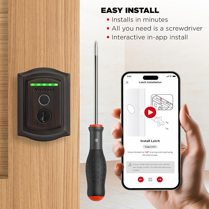 Kwikset Halo Touch Fingerprint Wi-Fi Smart Lock, Keyless Entry Door Deadbolt, Geofence Auto-Unlock, Grade AAA Certified, No Hub Needed Easy Install, Venetian Bronze Lifetime Finish Warranty