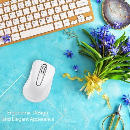 memzuoix 2.4G Wireless Mouse, 1400 DPI Computer Mice with USB Receiver, Portable Wireless USB Mouse Battery Powered Cordless Mice for Laptop, PC, Desktop, 5 Buttons (White)
