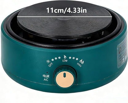 Electric Stove 500W Mini Electric Teapot Heater Stove 4.33in Glass Tea Maker Hot Plates Burner Countertop Stove for Ceramic Glass Kettle (Green)